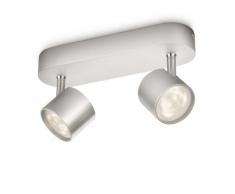 Philips myLiving Star - Barra de focos, LED, 2 luces, aluminio, luz blanca cálida, 3 W, color gris