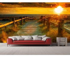 Oedim - Fotomural Vinilo para Pared Atardecer en la Playa | Fotomural para Paredes | Mural | Vinilo Decorativo | Varias Medidas 350 x 250 cm | Decoración comedores, Salones, Habitaciones.