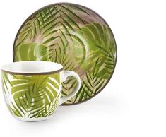 Excelsa Foliage - Juego de 6 tazas de cafÃ© con plato, porcelana