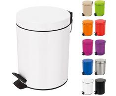 Spirella colección Sydney, Papelera con Pedal Ø17 x 24,5 (3 litros), Metal, Blanco, 24.5