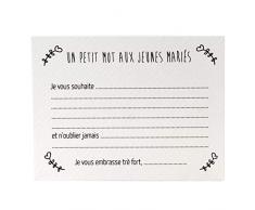 Mopec Tarjeta Mensaje a los Novios con Texto en francÃ©s, Pack de 25 Unidades, Cartulina, Blanco, 0.02x11.00x8.50 cm