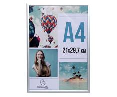 EXACOMPTA - Ref. 84758D - 1 marco de fotos A4 - para colocar sobre una mesa o colgar en la pared - Bordes de aluminio - Uso vertical u horizontal - TamaÃ±o: 30,5 x 21,8 x 2,6 cm - Cristal