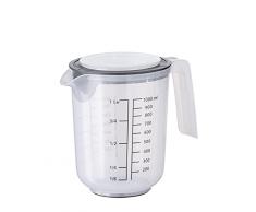 Vaso mezclador APS con tapa - vaso medidor con escalas para lÃ­quidos (l/ml), azÃºcar (g) y harina (g) / volumen 1 litro/Ã 12,5 cm/altura 16 cm/apto para lavavajillas