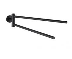 Wenko Toallero Bosio mÃ³viles y 2 Brazos giratorios, Negro, 5,5 x 9 x 43 cm