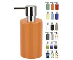 Spirella 7,0 x 7,0 x 16,0 cm, Naranja colección Tube, Dispensador de jabón líquido, Gres