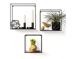 Gadgy Estanterias de Pared | Juego de 3 Repisas de Pared | Estante Pequeño | estanterias Decorativas Nero | para Plantas | Estantes flotantes