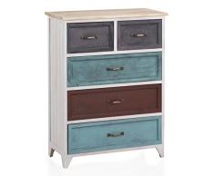 GEESE 7309 - Cajonera de Madera con 5 cajones, 32 x 60 x 80 cm, Color Blanco