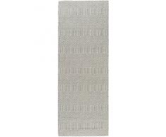 benuta Alfombra de Pasillo Sloan, Lana, algodón, Gris, 66 x 200.0 X 2 CM