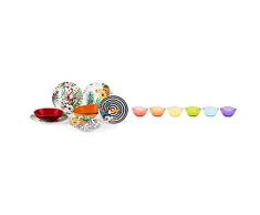 Excelsa - Vajilla Tropical Chic de 18 piezas, hecha de porcelana multicolor & Copenhague Set 6 Tazas Multicolor, Cristal, Claro