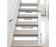 PLAGE Vinilos para Escaleras-Siempre Hay Que Dar El Primer Paso, Blanco y Negro, 19x3x100 cm, 3 Unidades