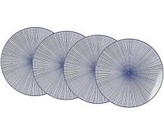 Ritzenhoff & Breker Kuchen-und FrÃ¼hstÃ¼cksteller-Set Royal Makoto, 4-Teilig, 21,5 cm Durchmesser Vajilla, Porcelana, Azul/Blanco, 21.50 x 21.50 x 2.50 cm, 4 Unidades