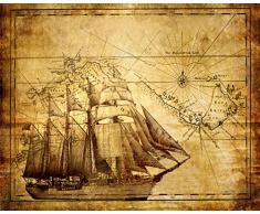 Legendarte Cuadro Lienzo, Impresión Digital - Mapa Antiguo, cm. 80x100 - Decoración Pared