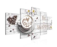 Imagen de pared para cocina o café â Lienzo XXL â Cuadros de pared para salón, vivienda, decoración, impresiones de color blanco 5 piezas â Fabricado en Alemania â Listo para colgar 020653c