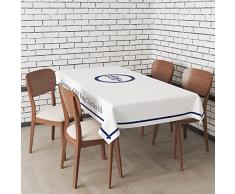 SHATCHI Charles III - Mantel de Mesa (137 x 180 cm), Color Blanco y Azul