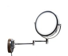 TUKA LED Maquillar Espejo de Pared, 5X Aumento 8,5 Pulgadas CosmÃ©tica Espejo para baÃ±o, Metal Cromado Reales, Plegable Espejo con luz para Afeitar, Cara Doble: EstÃ¡ndar + 1:5 AmpliaciÃ³n. TKD3129-5x