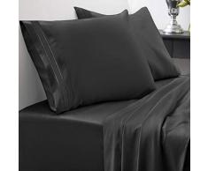 Sweet Home Collection 1800 Hilos, Microfibra cepillada Suave de Calidad egipcia Juego de Ropa de Cama de Lujo encimera, sÃ¡bana Bajera, 2 Fundas de Almohada, Encuentra Doble, Negro, California King