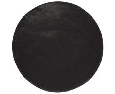 Douceur dIntérieur - 1603065, Tapete Terciopelo Redondo, 90 Cm, Louna, Terciopelo, Negro
