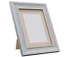 FRAMES BY POST Marco de Fotos Vintage Scandi, Distressed Blue with Blue Mount, 16 x 12 Image Size 12 x 10 Inch