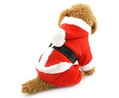 smalllee Lucky Tienda Gato de Mascota Perro Ropa Disfraz de Navidad de Papá Noel Sudadera con Capucha Perchero de Pared de Terciopelo Mono pequeño Perro Ropa XS