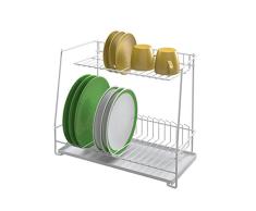 Metaltex ESCURREPLATOS 2 Pisos C/Bandeja Lagon, Blanco, Estandar