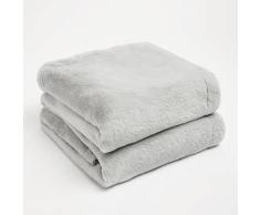 Sienna Manta de Piel de Conejo sintÃ©tica Ultra Suave sobre Forro Polar de Franela Gruesa y cÃ¡lida para sofÃ¡, Silla, Cama, Gris Plateado, 200 x 240 cm
