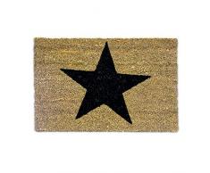 Relaxdays â Felpudo con una Estrella Impresa para la Entrada de su hogar Hecho de Fibras de Coco y PVC con Medidas 40 x 60 cm Antideslizante Elemento Decorativo, Color Natural