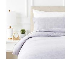 AmazonBasics - Juego de cama de franela con funda nórdica - 135 x 200 cm/50 x 80 cm x 1, Gris geo