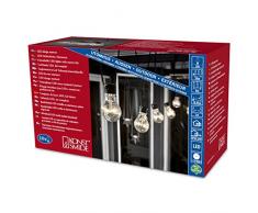 Konstsmide 2398-100 - Sistema de iluminación para patio, ampliable hasta 4 sistemas, 80 diodos de luz blanca cálida, 10 bombillas claras, transformador externo de 24 V, cable negro