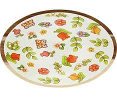 THUN, Cuenco de Madera de Acacia esmaltada Decorado a Mano con Motivos Florales, versiÃ³n Maxi, lÃ­nea Happy Country, 23 x 23 x 6,5 cm