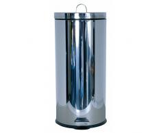 MSV 30 L Cubo DE Basura DE Acero Inoxidable 30L, Cromado, 63x29x29 cm