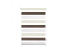 Blindecor Indus estor tricolor Sin Taladrar | Estor enrollable de doble capa | Estores tricolor Noche y DÃa, Marrón, Crema | Estor 37 x 180 cm (ancho x largo) | Tamaño de la Tela 34 x 175 cm