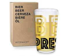 RITZENHOFF Vaso de Cerveza, Dorado y Negro, 8.2 cm