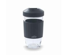LACOR - 63139 - Vaso de Vidrio Borosilicato con Tapa - Antideslizante - Reutilizable - Apto para el lavavajillas - 450ml