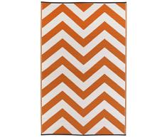 Fab Hab - Laguna - Alfombra para Exterior e Interior - Naranja y Blanco - (120 cm x 180 cm)