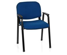 hjh OFFICE 704341 Silla de Visita XT 650 Tela Azul Silla de Conferencia tapizada con reposabrazos, apilable
