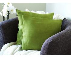 Linenme 1 unidad. Funda de cojín Emilia de lino. Color verde 45 x 45 cm.