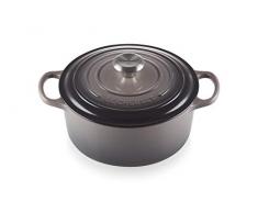 Le Creuset Cocotte redonda de hierro fundido, 24 cm, 4, 2 L, Todas Las Fuentes de Calor incluso inducción, Flint, 21177244442430