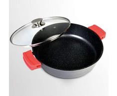 WeCook 10101 Cazuela de Cocina Inducción Profesional, Tapa de Cristal, Cacerola Antiadherente, Libre de BPA, 24 cm, Aluminio Forjado