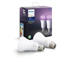 Philips Hue Bluetooth Pack 2 Bombillas Inteligentes LED E27, Luz Blanca y de Colores, Posibilidad de Control por Voz