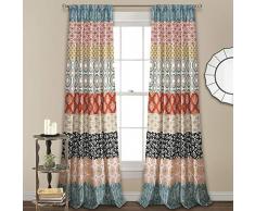 Lush Decor Par de Cortinas Bohemias para Ventana, diseÃ±o Colorido y Atrevido, 52 Pulgadas de Ancho x 84 Pulgadas de Largo, Turquesa y Naranja