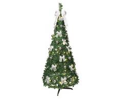 Best Season 603-92 - Árbol de navidad decorado con luces LED (tamaño aproximado: 190 x 80 cm, 80 luces LED con 8 funciones, decoración plateada)