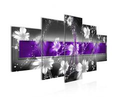 104451c - Imagen abstracta de flores (200 x 100 cm, lienzo de fieltro, tamaño XXL, 5 piezas, fabricado en Alemania, listo para colgar)