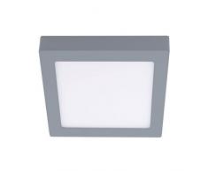 Cristalrecord Novo Plafón De Superficie Led Cuadrado, 20 W, Gris
