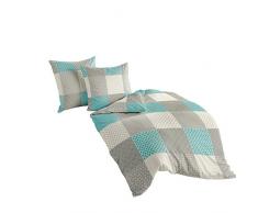 Bierbaum 6277 14 - Juego de Cama (Franela Fina, Fabricado en Alemania, 135 x 200 cm y 80 x 80 cm), Color Turquesa