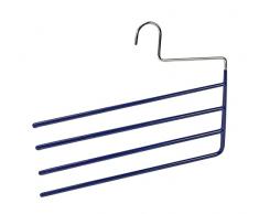 WENKO Percha para pantalones Baggy 4 - para 4 pantalones, recubrimiento antideslizante, Metal cromado, 33 x 26 x 0.6 cm, Cromo brillante