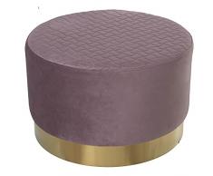 Puff Redondo de Madera+DM, Metal y PoliÃ©ster en Rosa y Dorado 55x35x8cm