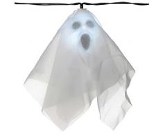 WeRChristmas - Guirnalda de 10 Calaveras con luz LED recubiertas de Malla, para decoración de Halloween, Color Blanco