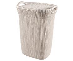Curver 232081 - Cesta de ropa Knit, 57 L, con 2 asas, color arena