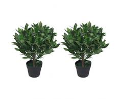 Leaf Hojas de arbustos Artificiales Enanos de Laurel Topiary arbustos, 50 cm, Color Verde (LEAF-7091-PAIR)