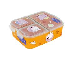Peppa Pig - Fiambrera para niÃ±os con 3 compartimentos, plÃ¡stico, con cierre de clip, para guarderÃ­a, escuela y ocio